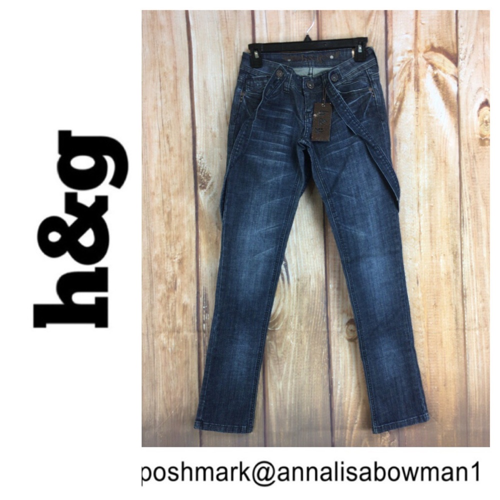 💸h&g skinny Jean with detachable suspenders sz S
